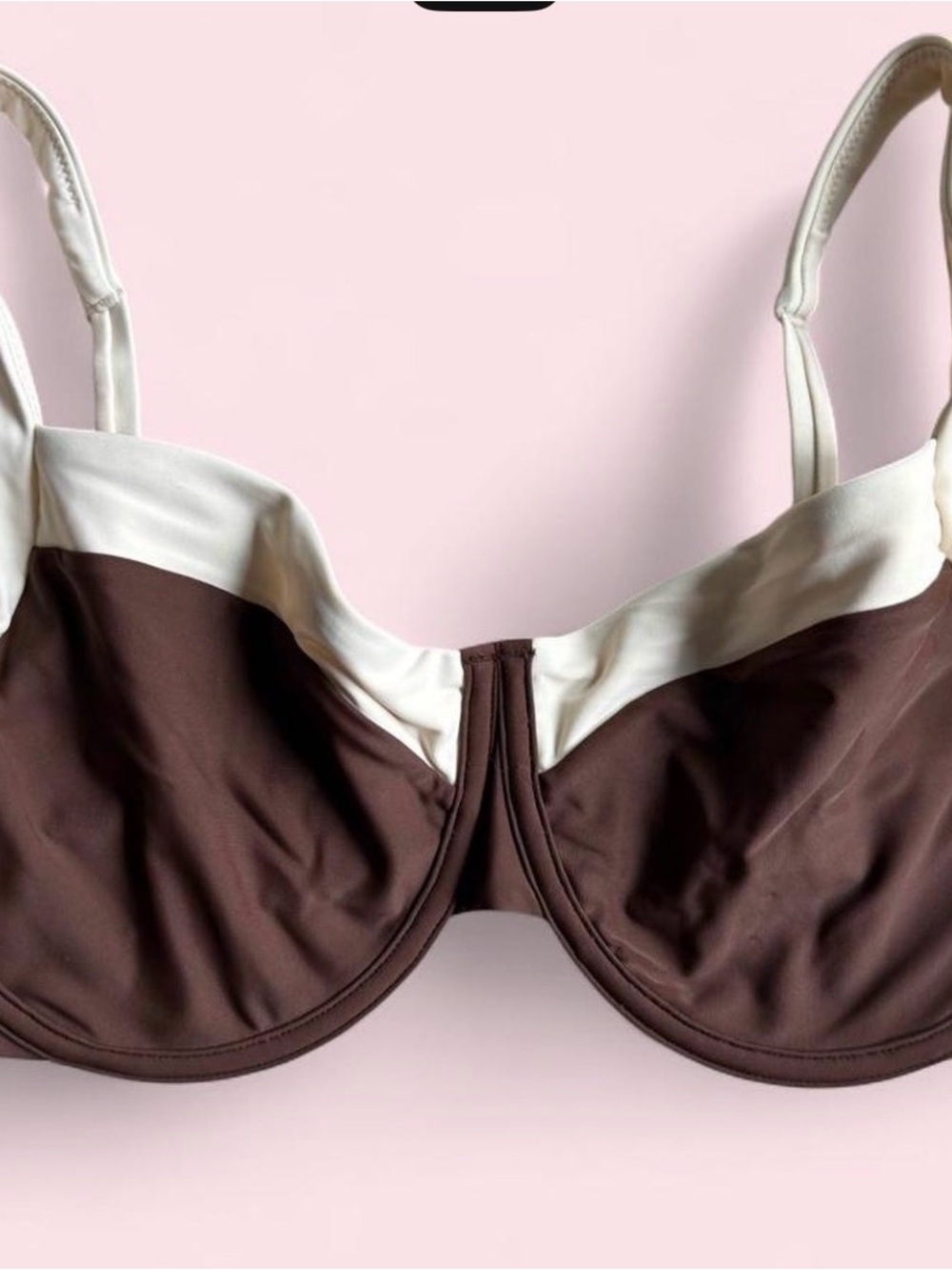 Abercrombie & Fitch Curve LoveTwo-Tone Brown and Cream Underwire Bikini Top